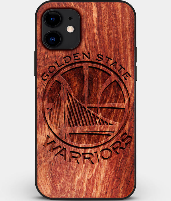 Custom Carved Wood Golden State Warriors iPhone 12 Mini Case | Personalized Mahogany Wood Golden State Warriors Cover, Birthday Gift, Gifts For Him, Monogrammed Gift For Fan | by Engraved In Nature