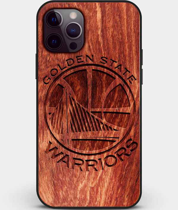 Custom Carved Wood Golden State Warriors iPhone 12 Pro Case | Personalized Mahogany Wood Golden State Warriors Cover, Birthday Gift, Gifts For Him, Monogrammed Gift For Fan | by Engraved In Nature