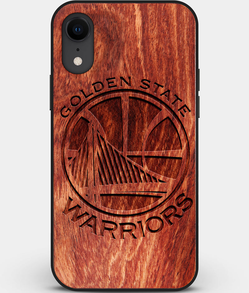 Custom Carved Wood Golden State Warriors iPhone XR Case | Personalized Mahogany Wood Golden State Warriors Cover, Birthday Gift, Gifts For Him, Monogrammed Gift For Fan | by Engraved In Nature
