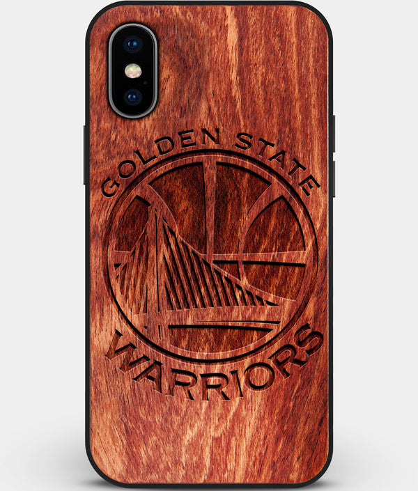 Custom Carved Wood Golden State Warriors iPhone X/XS Case | Personalized Mahogany Wood Golden State Warriors Cover, Birthday Gift, Gifts For Him, Monogrammed Gift For Fan | by Engraved In Nature