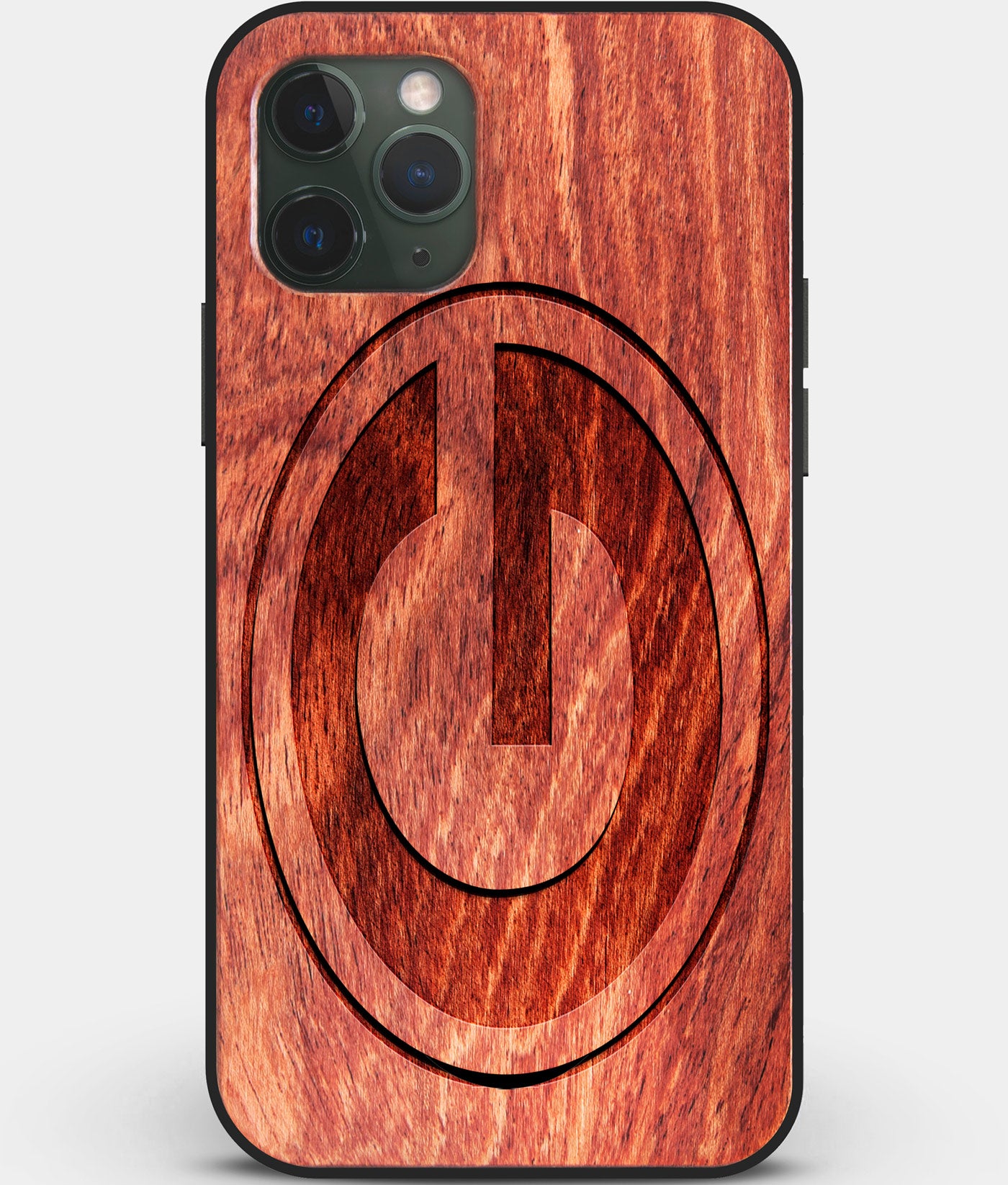 Custom Carved Wood Green Bay Packers iPhone 11 Pro Max Case | Personalized Mahogany Wood Green Bay Packers Cover, Birthday Gift, Gifts For Him, Monogrammed Gift For Fan | by Engraved In Nature