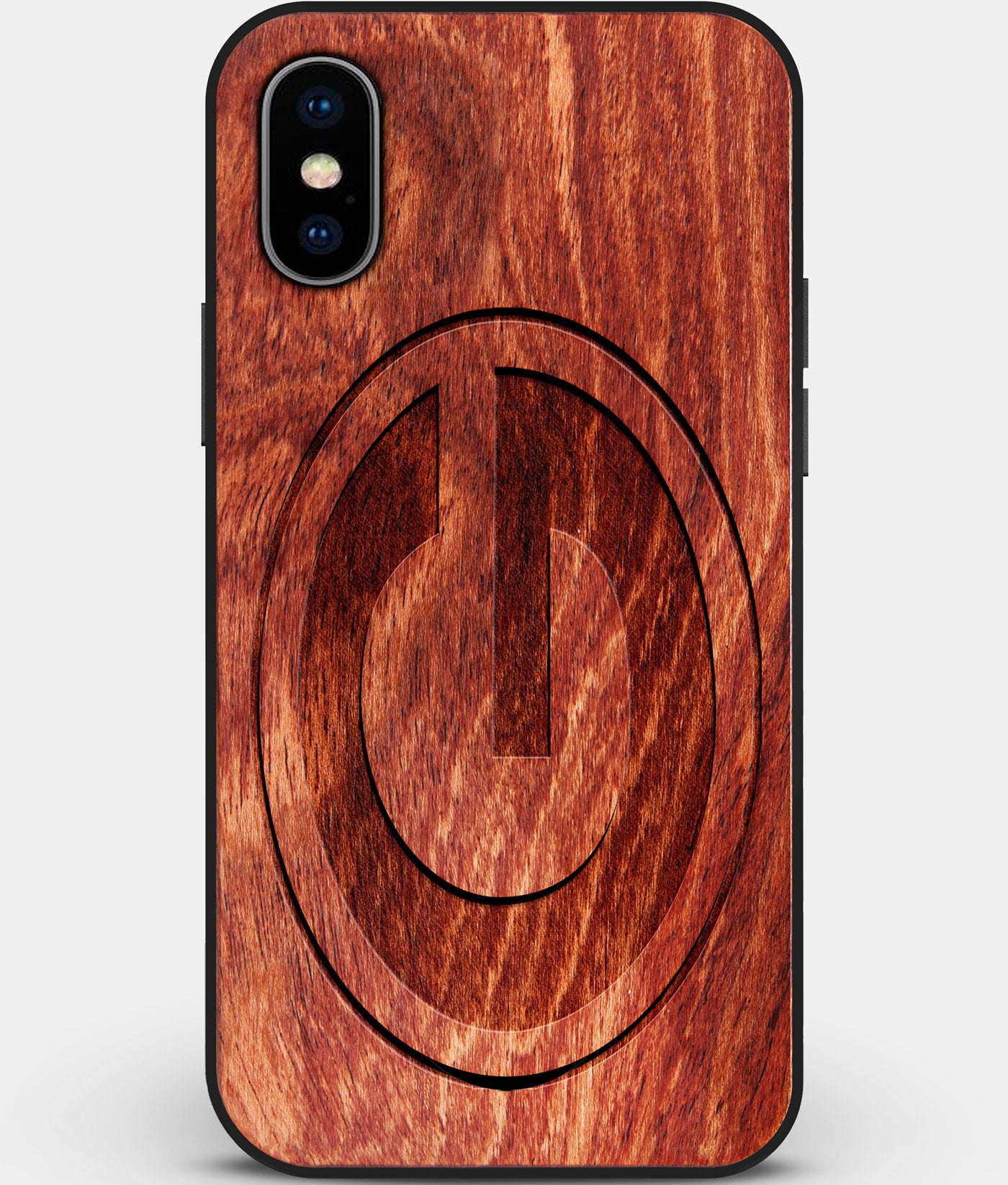 Custom Carved Wood Green Bay Packers iPhone XS Max Case | Personalized Mahogany Wood Green Bay Packers Cover, Birthday Gift, Gifts For Him, Monogrammed Gift For Fan | by Engraved In Nature