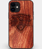 Custom Carved Wood Houston Dynamo iPhone 12 Mini Case | Personalized Mahogany Wood Houston Dynamo Cover, Birthday Gift, Gifts For Him, Monogrammed Gift For Fan | by Engraved In Nature