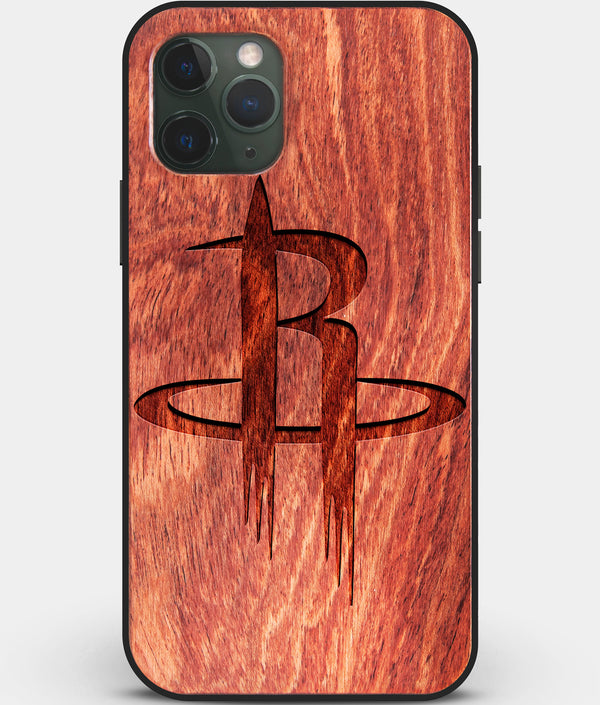 Custom Carved Wood Houston Rockets iPhone 11 Pro Case | Personalized Mahogany Wood Houston Rockets Cover, Birthday Gift, Gifts For Him, Monogrammed Gift For Fan | by Engraved In Nature