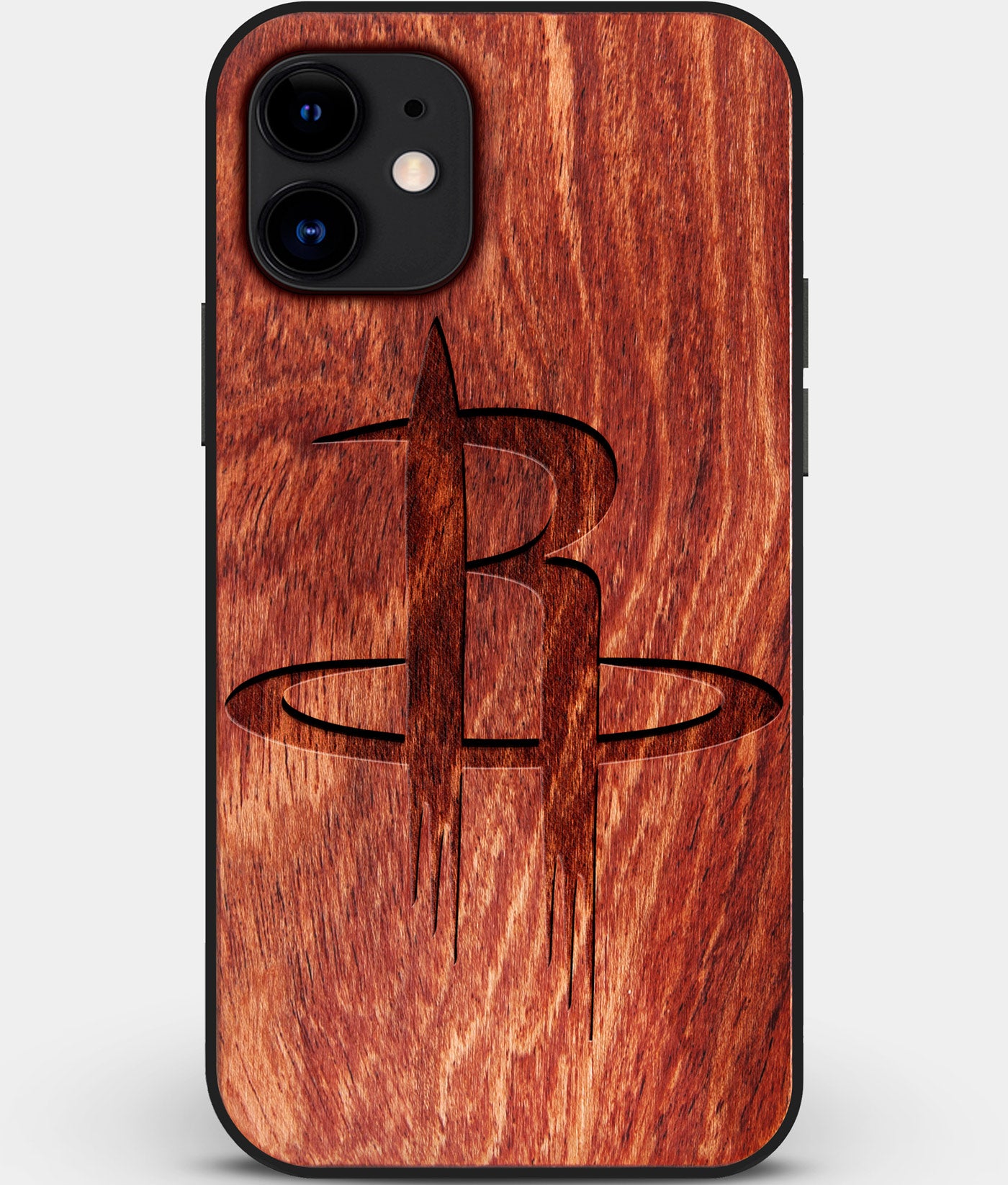Custom Carved Wood Houston Rockets iPhone 12 Mini Case | Personalized Mahogany Wood Houston Rockets Cover, Birthday Gift, Gifts For Him, Monogrammed Gift For Fan | by Engraved In Nature