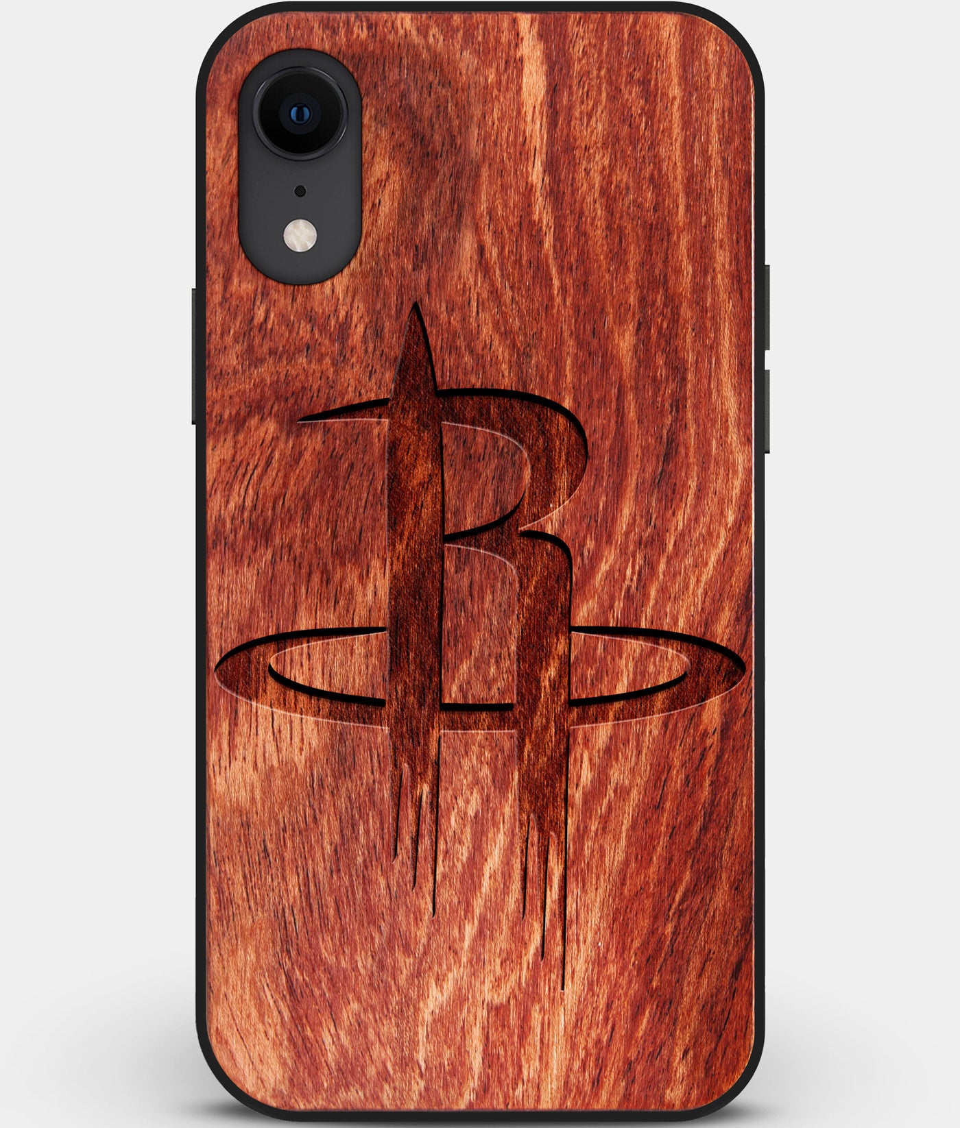 Custom Carved Wood Houston Rockets iPhone XR Case | Personalized Mahogany Wood Houston Rockets Cover, Birthday Gift, Gifts For Him, Monogrammed Gift For Fan | by Engraved In Nature