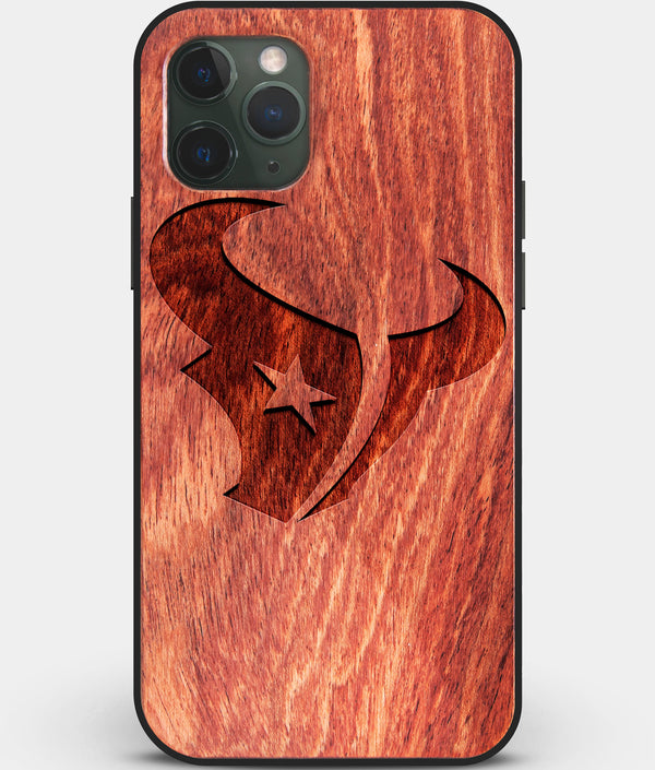 Custom Carved Wood Houston Texans iPhone 11 Pro Max Case | Personalized Mahogany Wood Houston Texans Cover, Birthday Gift, Gifts For Him, Monogrammed Gift For Fan | by Engraved In Nature