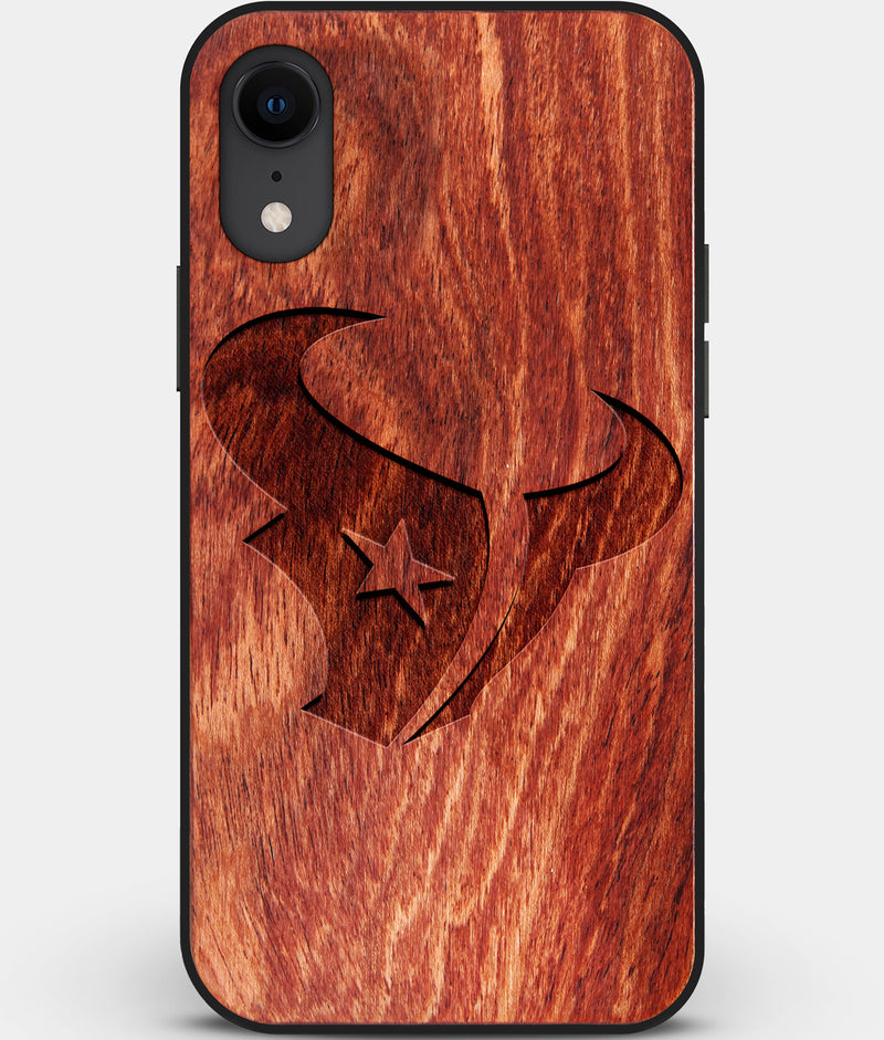 Custom Carved Wood Houston Texans iPhone XR Case | Personalized Mahogany Wood Houston Texans Cover, Birthday Gift, Gifts For Him, Monogrammed Gift For Fan | by Engraved In Nature