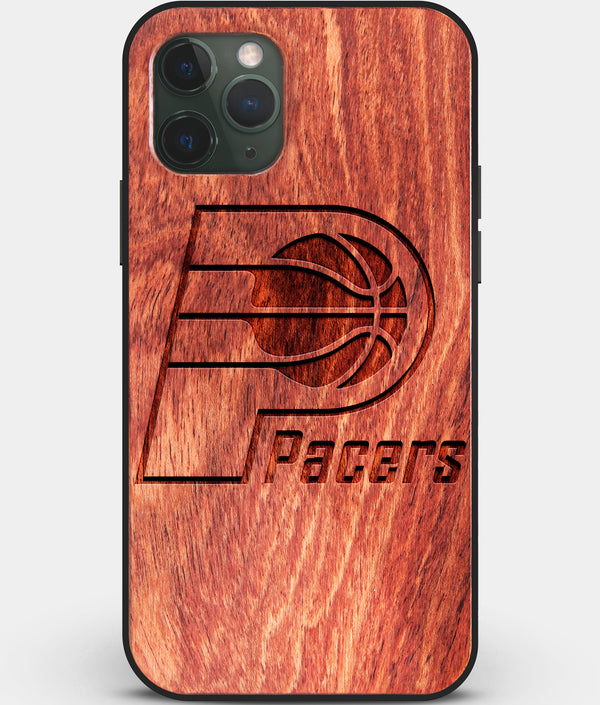 Custom Carved Wood Indiana Pacers iPhone 11 Pro Case | Personalized Mahogany Wood Indiana Pacers Cover, Birthday Gift, Gifts For Him, Monogrammed Gift For Fan | by Engraved In Nature