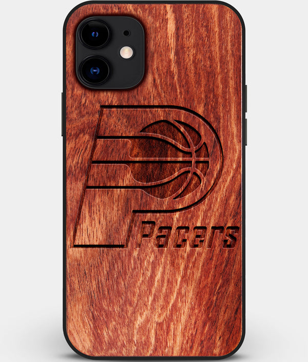 Custom Carved Wood Indiana Pacers iPhone 12 Mini Case | Personalized Mahogany Wood Indiana Pacers Cover, Birthday Gift, Gifts For Him, Monogrammed Gift For Fan | by Engraved In Nature