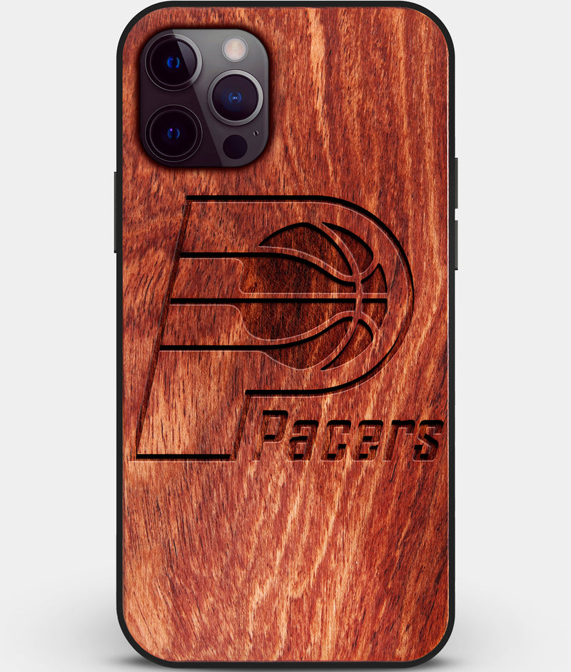 Custom Carved Wood Indiana Pacers iPhone 12 Pro Case | Personalized Mahogany Wood Indiana Pacers Cover, Birthday Gift, Gifts For Him, Monogrammed Gift For Fan | by Engraved In Nature