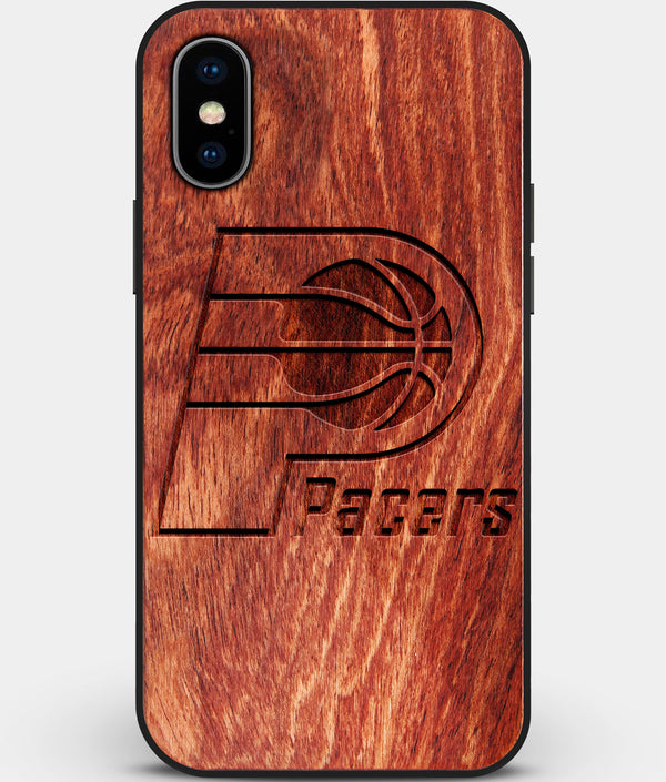 Custom Carved Wood Indiana Pacers iPhone X/XS Case | Personalized Mahogany Wood Indiana Pacers Cover, Birthday Gift, Gifts For Him, Monogrammed Gift For Fan | by Engraved In Nature