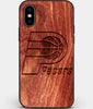 Custom Carved Wood Indiana Pacers iPhone X/XS Case | Personalized Mahogany Wood Indiana Pacers Cover, Birthday Gift, Gifts For Him, Monogrammed Gift For Fan | by Engraved In Nature