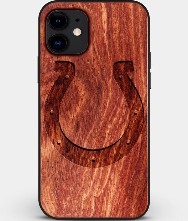 Custom Carved Wood Indianapolis Colts iPhone 11 Case | Personalized Mahogany Wood Indianapolis Colts Cover, Birthday Gift, Gifts For Him, Monogrammed Gift For Fan | by Engraved In Nature