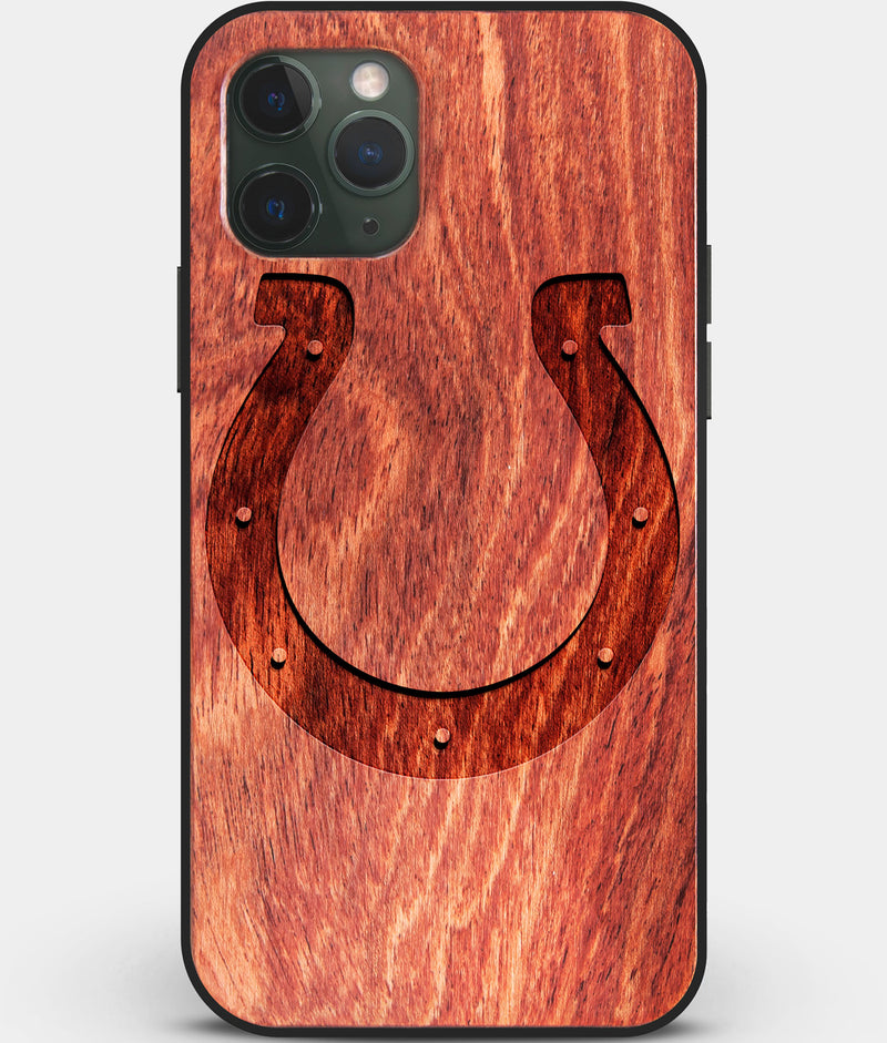 Custom Carved Wood Indianapolis Colts iPhone 11 Pro Max Case | Personalized Mahogany Wood Indianapolis Colts Cover, Birthday Gift, Gifts For Him, Monogrammed Gift For Fan | by Engraved In Nature