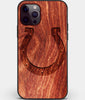 Custom Carved Wood Indianapolis Colts iPhone 12 Pro Max Case | Personalized Mahogany Wood Indianapolis Colts Cover, Birthday Gift, Gifts For Him, Monogrammed Gift For Fan | by Engraved In Nature