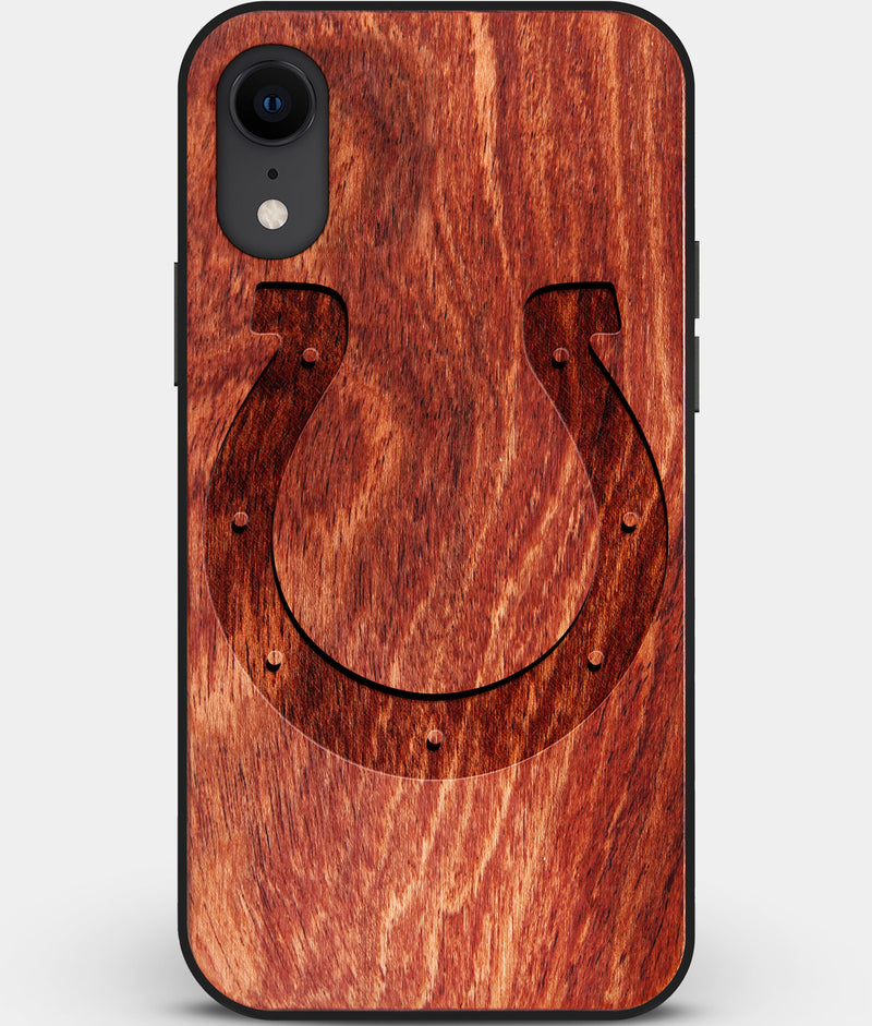 Custom Carved Wood Indianapolis Colts iPhone XR Case | Personalized Mahogany Wood Indianapolis Colts Cover, Birthday Gift, Gifts For Him, Monogrammed Gift For Fan | by Engraved In Nature