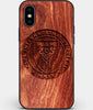 Custom Carved Wood Inter Miami CF iPhone X/XS Case | Personalized Mahogany Wood Inter Miami CF Cover, Birthday Gift, Gifts For Him, Monogrammed Gift For Fan | by Engraved In Nature