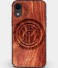 Custom Carved Wood Inter Milan FC iPhone XR Case | Personalized Mahogany Wood Inter Milan FC Cover, Birthday Gift, Gifts For Him, Monogrammed Gift For Fan | by Engraved In Nature