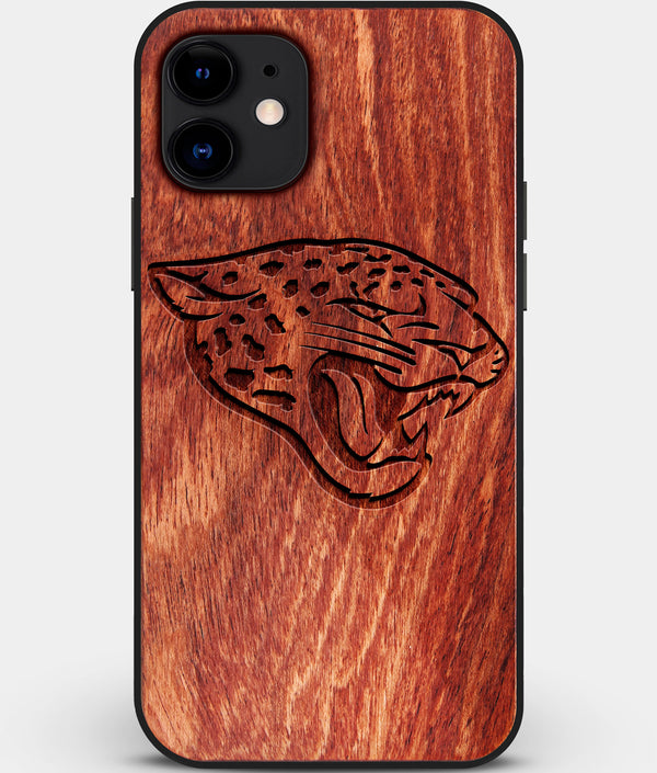 Custom Carved Wood Jacksonville Jaguars iPhone 12 Mini Case | Personalized Mahogany Wood Jacksonville Jaguars Cover, Birthday Gift, Gifts For Him, Monogrammed Gift For Fan | by Engraved In Nature