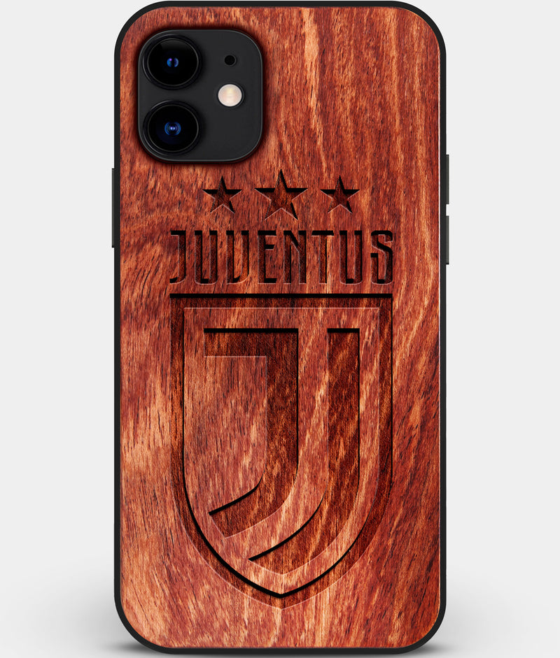 Custom Carved Wood Juventus Club iPhone 12 Mini Case | Personalized Mahogany Wood Juventus Club Cover, Birthday Gift, Gifts For Him, Monogrammed Gift For Fan | by Engraved In Nature