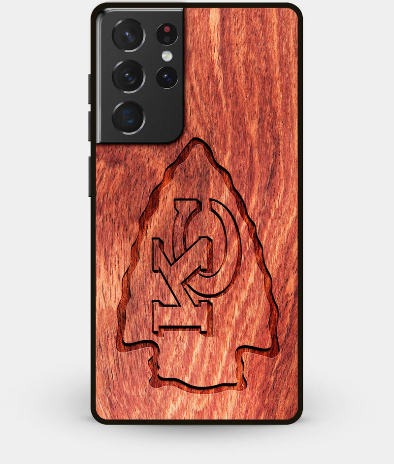 Best Wood Kansas City Chiefs Galaxy S21 Ultra Case - Custom Engraved Cover - Engraved In Nature