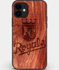Custom Carved Wood Kansas City Royals iPhone 11 Case | Personalized Mahogany Wood Kansas City Royals Cover, Birthday Gift, Gifts For Him, Monogrammed Gift For Fan | by Engraved In Nature