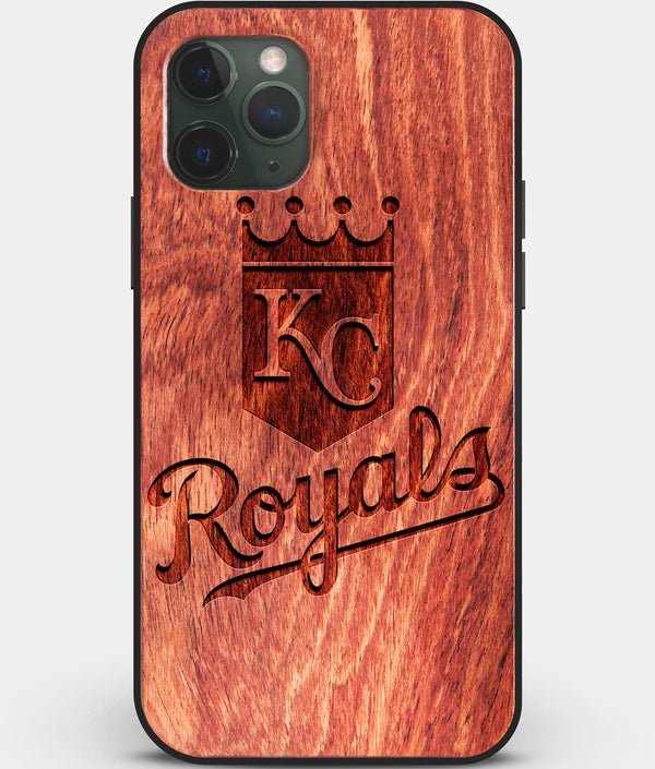 Custom Carved Wood Kansas City Royals iPhone 11 Pro Max Case | Personalized Mahogany Wood Kansas City Royals Cover, Birthday Gift, Gifts For Him, Monogrammed Gift For Fan | by Engraved In Nature