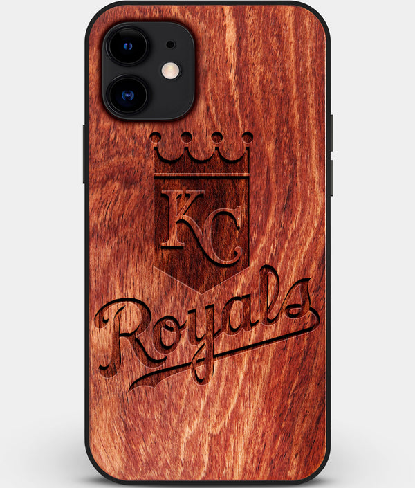 Custom Carved Wood Kansas City Royals iPhone 12 Case | Personalized Mahogany Wood Kansas City Royals Cover, Birthday Gift, Gifts For Him, Monogrammed Gift For Fan | by Engraved In Nature