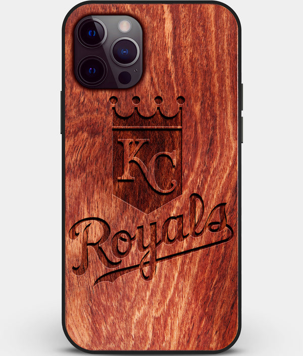 Custom Carved Wood Kansas City Royals iPhone 12 Pro Case | Personalized Mahogany Wood Kansas City Royals Cover, Birthday Gift, Gifts For Him, Monogrammed Gift For Fan | by Engraved In Nature