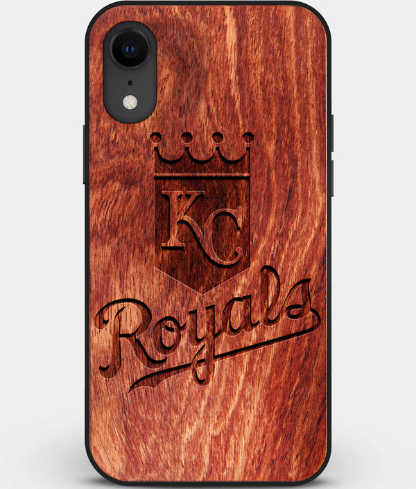 Custom Carved Wood Kansas City Royals iPhone XR Case | Personalized Mahogany Wood Kansas City Royals Cover, Birthday Gift, Gifts For Him, Monogrammed Gift For Fan | by Engraved In Nature