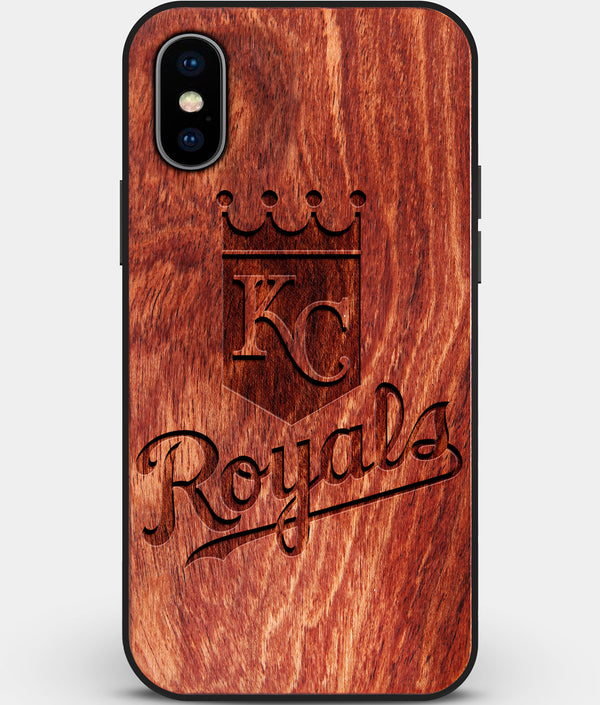 Custom Carved Wood Kansas City Royals iPhone X/XS Case | Personalized Mahogany Wood Kansas City Royals Cover, Birthday Gift, Gifts For Him, Monogrammed Gift For Fan | by Engraved In Nature
