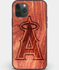 Custom Carved Wood Los Angeles Angels iPhone 11 Pro Max Case | Personalized Mahogany Wood Los Angeles Angels Cover, Birthday Gift, Gifts For Him, Monogrammed Gift For Fan | by Engraved In Nature
