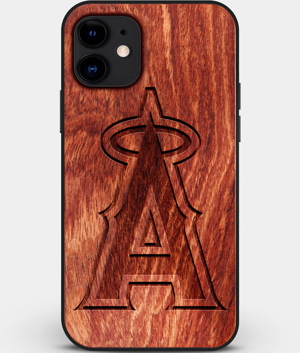 Custom Carved Wood Los Angeles Angels iPhone 12 Mini Case | Personalized Mahogany Wood Los Angeles Angels Cover, Birthday Gift, Gifts For Him, Monogrammed Gift For Fan | by Engraved In Nature