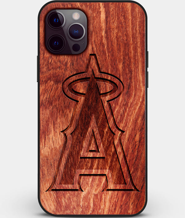 Custom Carved Wood Los Angeles Angels iPhone 12 Pro Case | Personalized Mahogany Wood Los Angeles Angels Cover, Birthday Gift, Gifts For Him, Monogrammed Gift For Fan | by Engraved In Nature