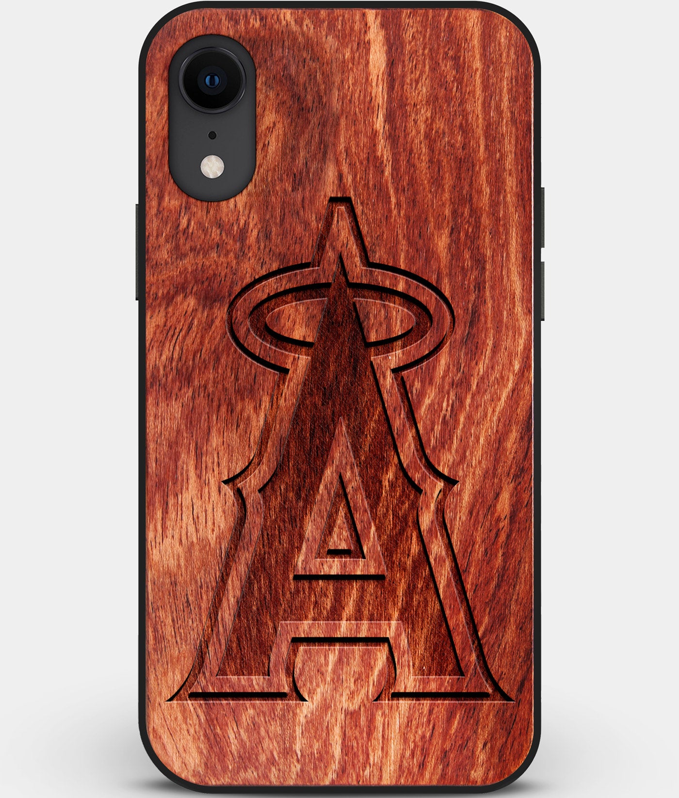 Custom Carved Wood Los Angeles Angels iPhone XR Case | Personalized Mahogany Wood Los Angeles Angels Cover, Birthday Gift, Gifts For Him, Monogrammed Gift For Fan | by Engraved In Nature