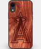 Custom Carved Wood Los Angeles Angels iPhone XR Case | Personalized Mahogany Wood Los Angeles Angels Cover, Birthday Gift, Gifts For Him, Monogrammed Gift For Fan | by Engraved In Nature