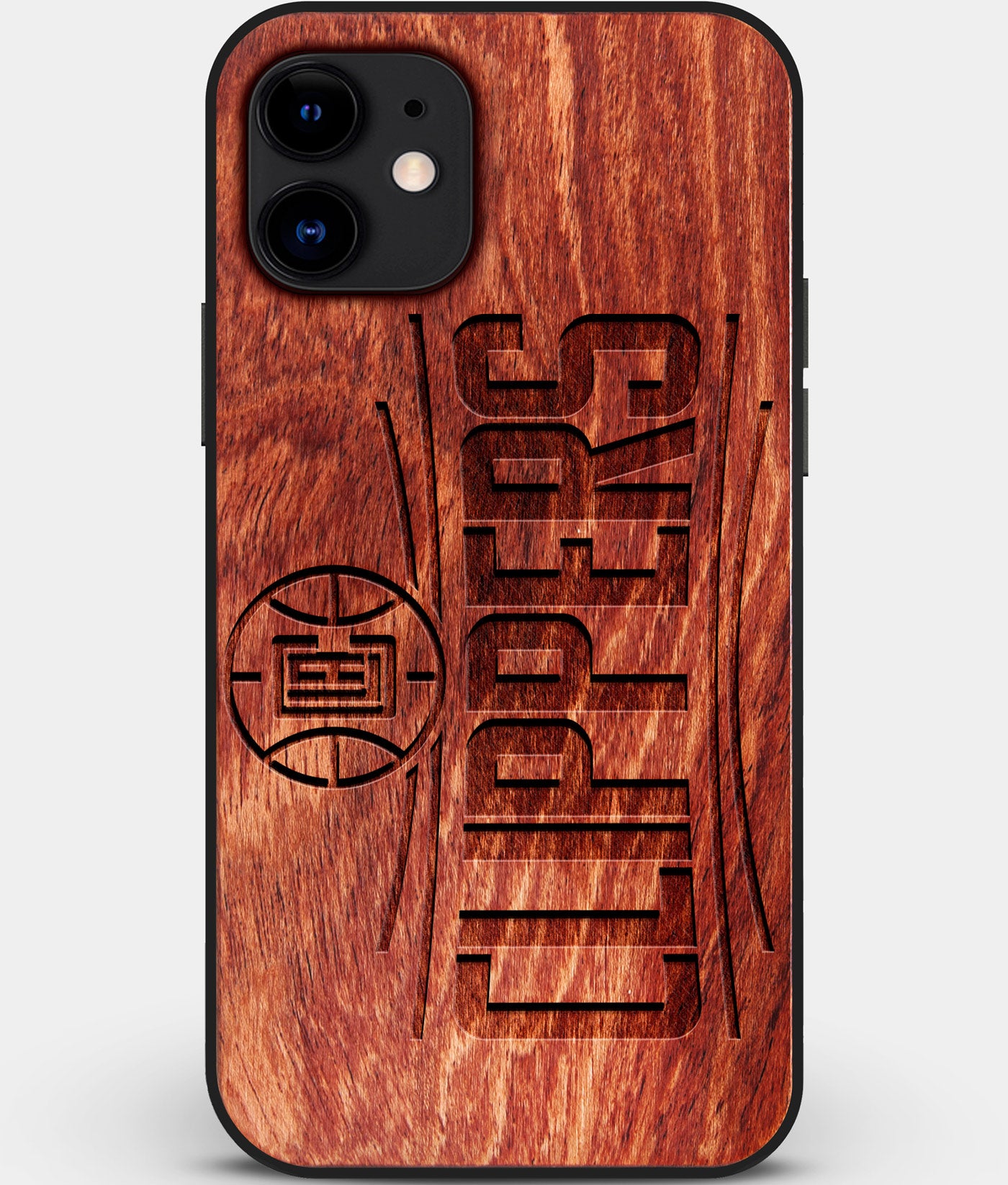 Custom Carved Wood Los Angeles Clippers iPhone 12 Mini Case | Personalized Mahogany Wood Los Angeles Clippers Cover, Birthday Gift, Gifts For Him, Monogrammed Gift For Fan | by Engraved In Nature