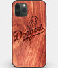 Custom Carved Wood Los Angeles Dodgers iPhone 11 Pro Case | Personalized Mahogany Wood Los Angeles Dodgers Cover, Birthday Gift, Gifts For Him, Monogrammed Gift For Fan | by Engraved In Nature