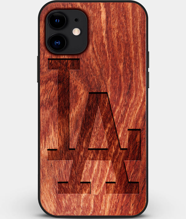 Custom Carved Wood Los Angeles Dodgers iPhone 12 Case Classic | Personalized Mahogany Wood Los Angeles Dodgers Cover, Birthday Gift, Gifts For Him, Monogrammed Gift For Fan | by Engraved In Nature