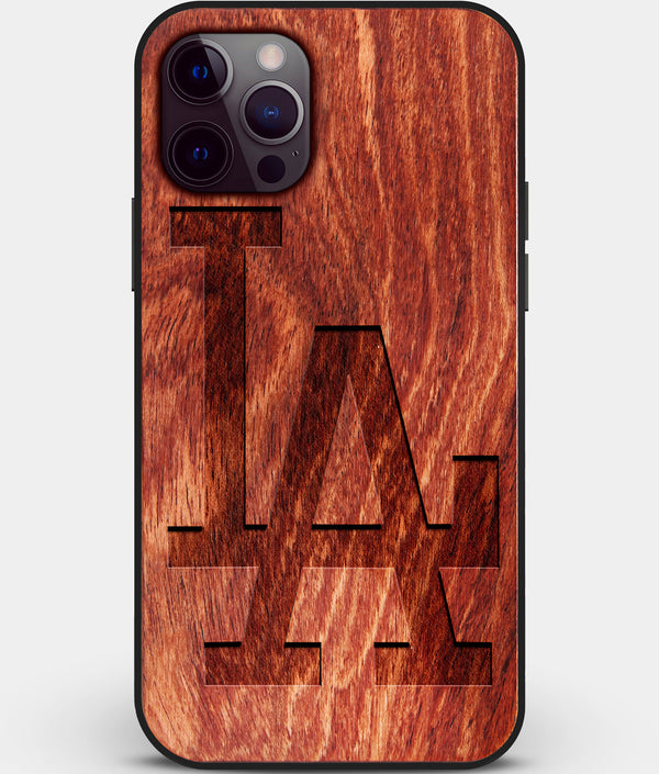 Custom Carved Wood Los Angeles Dodgers iPhone 12 Pro Case Classic | Personalized Mahogany Wood Los Angeles Dodgers Cover, Birthday Gift, Gifts For Him, Monogrammed Gift For Fan | by Engraved In Nature