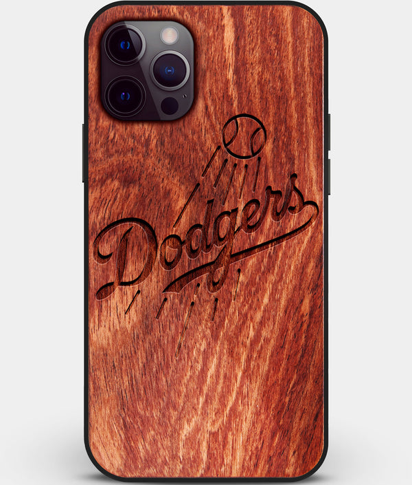 Custom Carved Wood Los Angeles Dodgers iPhone 12 Pro Case | Personalized Mahogany Wood Los Angeles Dodgers Cover, Birthday Gift, Gifts For Him, Monogrammed Gift For Fan | by Engraved In Nature