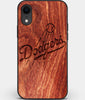 Custom Carved Wood Los Angeles Dodgers iPhone XR Case | Personalized Mahogany Wood Los Angeles Dodgers Cover, Birthday Gift, Gifts For Him, Monogrammed Gift For Fan | by Engraved In Nature