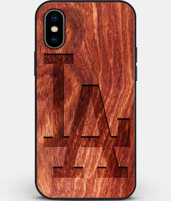 Custom Carved Wood Los Angeles Dodgers iPhone X/XS Case Classic | Personalized Mahogany Wood Los Angeles Dodgers Cover, Birthday Gift, Gifts For Him, Monogrammed Gift For Fan | by Engraved In Nature