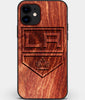 Custom Carved Wood Los Angeles Kings iPhone 11 Case | Personalized Mahogany Wood Los Angeles Kings Cover, Birthday Gift, Gifts For Him, Monogrammed Gift For Fan | by Engraved In Nature