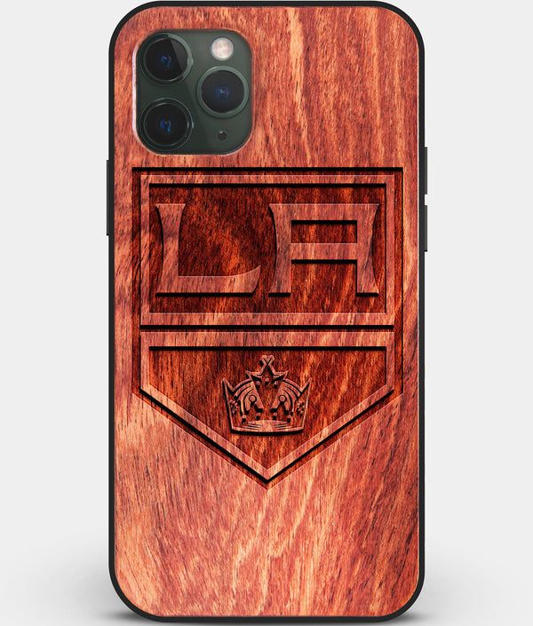 Custom Carved Wood Los Angeles Kings iPhone 11 Pro Max Case | Personalized Mahogany Wood Los Angeles Kings Cover, Birthday Gift, Gifts For Him, Monogrammed Gift For Fan | by Engraved In Nature
