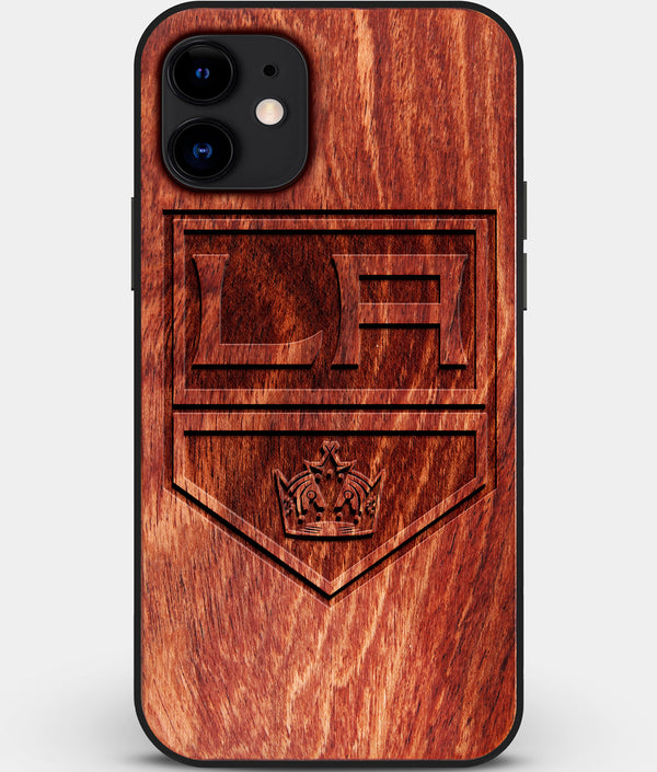 Custom Carved Wood Los Angeles Kings iPhone 12 Mini Case | Personalized Mahogany Wood Los Angeles Kings Cover, Birthday Gift, Gifts For Him, Monogrammed Gift For Fan | by Engraved In Nature