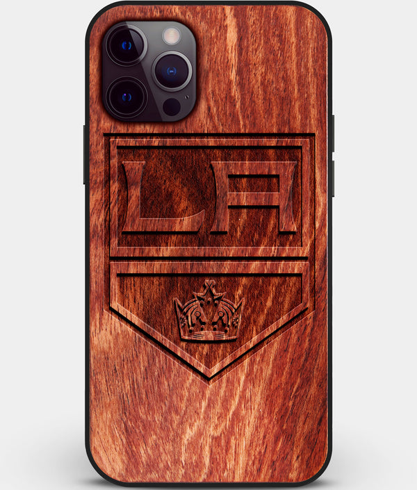 Custom Carved Wood Los Angeles Kings iPhone 12 Pro Max Case | Personalized Mahogany Wood Los Angeles Kings Cover, Birthday Gift, Gifts For Him, Monogrammed Gift For Fan | by Engraved In Nature