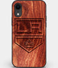Custom Carved Wood Los Angeles Kings iPhone XR Case | Personalized Mahogany Wood Los Angeles Kings Cover, Birthday Gift, Gifts For Him, Monogrammed Gift For Fan | by Engraved In Nature