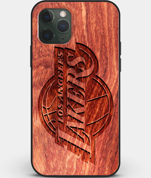 Custom Carved Wood Los Angeles Lakers iPhone 11 Pro Case | Personalized Mahogany Wood Los Angeles Lakers Cover, Birthday Gift, Gifts For Him, Monogrammed Gift For Fan | by Engraved In Nature
